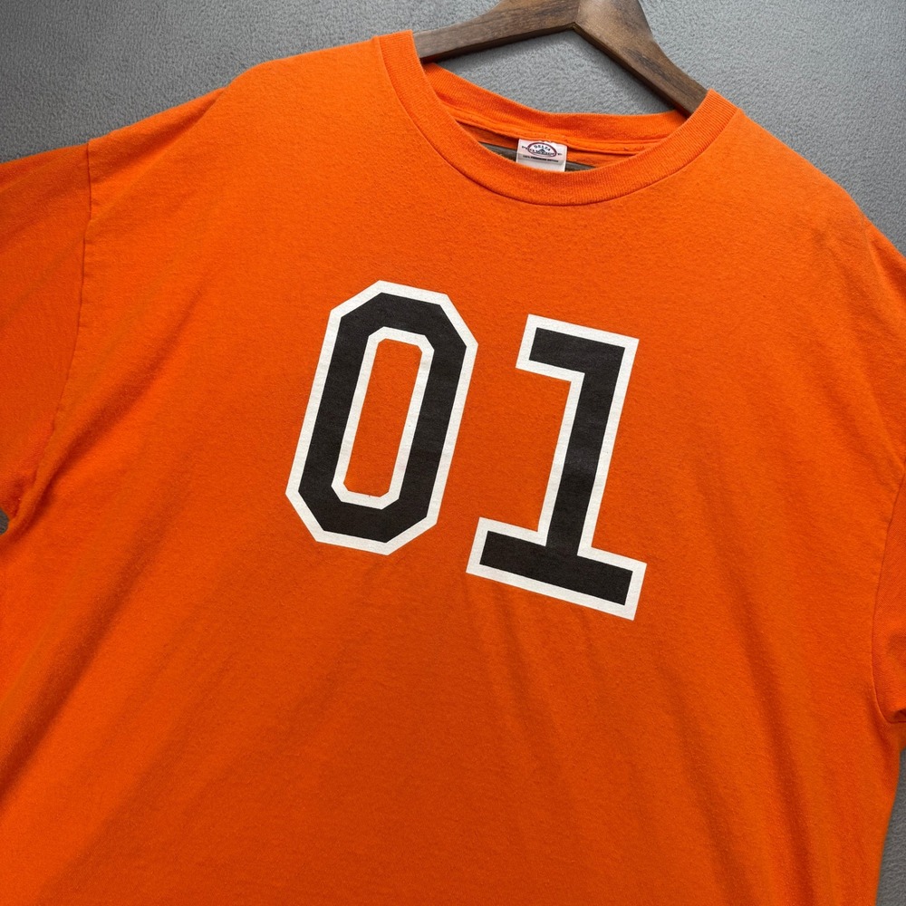 VTG General Lee 01 T Shirt Mens XL Orange Cotton Dukes of Hazzard TV Y2K Street